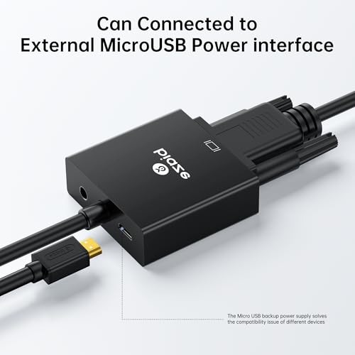 HDMI to VGA Adapter with 3.5mm Audio & USB Power – 1080P Converter for Laptop, TV Box, PS4, Monitor & Projector - style: ZH10-PCblack