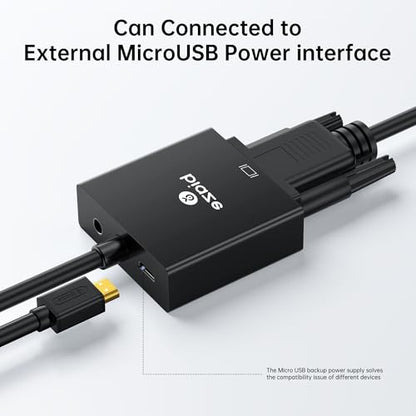 HDMI to VGA Adapter with 3.5mm Audio & USB Power – 1080P Converter for Laptop, TV Box, PS4, Monitor & Projector - style: ZH10-PCblack