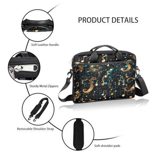 Laptop Shoulder Bag for Women Men, Waterproof Computer Case Messenger Bag Briefcase for Business Office Travel - color: Music Note Symbols