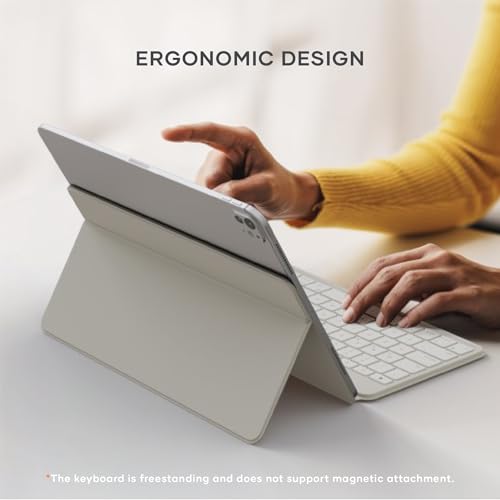Satechi OntheGo Bluetooth Keyboard, Connect Up to 3 Devices, for iPad, Sand | Adjustable stand, USB-C rechargeable battery, compact & portable, for iPad, tablet - color: Sand