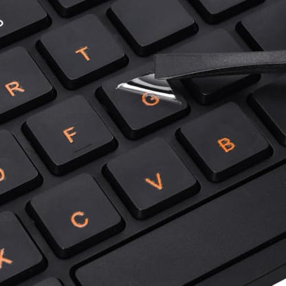 2PCS English Keyboard Stickers Letters Laptop Computer PC Desktop Keyboard | Borderless Keyboard Letter Replacement Stickers, 3D English Transfer Printing Characters, Restore Original Key Feel, Orange - size: English-Orange