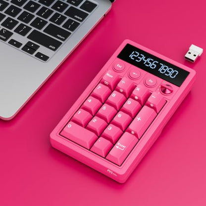RK ROYAL KLUDGE M20 Wireless Number Pad, Mechanical Numpad with LCD Display, PC Numpad & Calculator Modes, Programmable Numeric Keypad, Bluetooth/2.4G/Wired, RGB Hot-Swappable for Win/Mac - color: Cherry