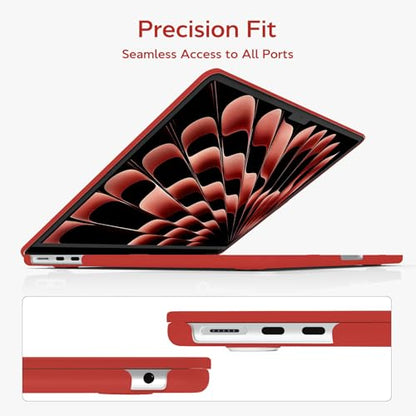 B BELK for MacBook Air 15 inch Case M5 2026 2025 2024 2023 M4 M3 M2, Red | Matte Plastic Laptop Hard Shell Case with Keyboard Cover & Screen Protector, Model A3448 A3241 A3114 A2941, Easy Snap-On - color: Red