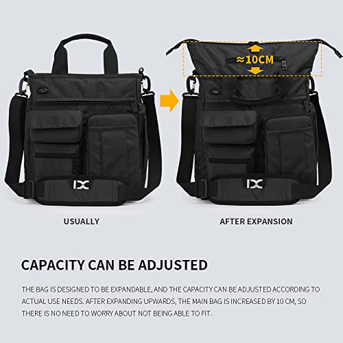 IX INOXTO Mens Messenger Bag Laptop Shoulder Bag Computer Work Office Bag Waterproof Briefcases for Travel Work - color: Black