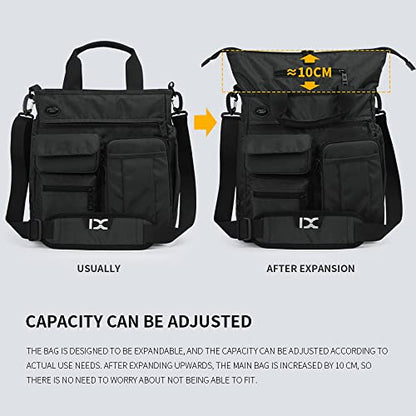 IX INOXTO Mens Messenger Bag Laptop Shoulder Bag Computer Work Office Bag Waterproof Briefcases for Travel Work - color: Black