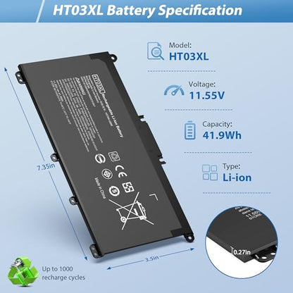HT03XL L11119-855 Battery Replacement for HP Pavilion 15-CS 15-DA 15-DB 15-DW 17-BY 17-CA 14-CE 14-CF 14-DF 15-CS0053CL 15-DW0033NR 15-DA0014DX L11421-542 HSTNN-UB7J HSTNN-DB8R HT03041XL - style: HT03XL