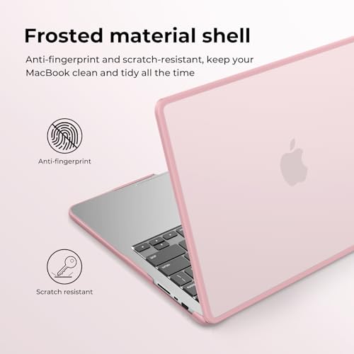 BlueSwan Anti-Cracking Case for MacBook Pro 14 inch M5-M1 Pro/Max 2026-2021 | Anti-Scratch Protective Hard Shell Case, Soft TPU Bumper, Sturdy and Durable, Easy Snap-On Installation, Frosted Pink - color: Frosted Pink