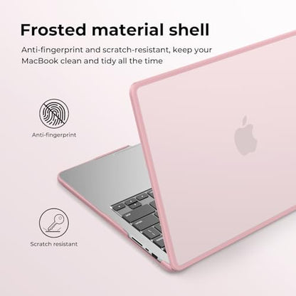 BlueSwan Anti-Cracking Case for MacBook Pro 14 inch M5-M1 Pro/Max 2026-2021 | Anti-Scratch Protective Hard Shell Case, Soft TPU Bumper, Sturdy and Durable, Easy Snap-On Installation, Frosted Pink - color: Frosted Pink