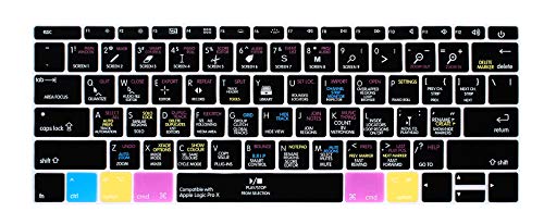 HRH Logic Pro X Hotkey Silicone Keyboard Cover Skin for MacBook Pro 13" A1708 A1988 No Touch Bar 2018 2017 2016 Release and for MacBook 12" A1534 (2015)&A1931(2018) USA Layout Protective Skin - color: Hotkey-Logic Pro X
