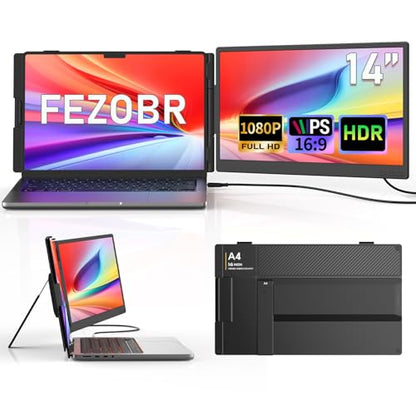 14" Laptop Screen Extender, 1080P FHD Dual Portable Monitor for Laptop with Speaker, USB-C/HDMI Plug & Play, Extended Screen for Mac/Windows/Chrome, Fit 13-17.3" Laptops - size: 14" Dual Monitor