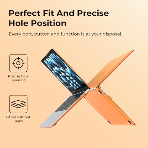 EooCoo for MacBook Air 13.3 inch Case with Keyboard and Screen Protector | Ultra Thin and Transparent, Hard Case Compatible with MacBook Air 13.3 inch M1 Chip 2021-2018 with Retina Display - color: Crystal Orange