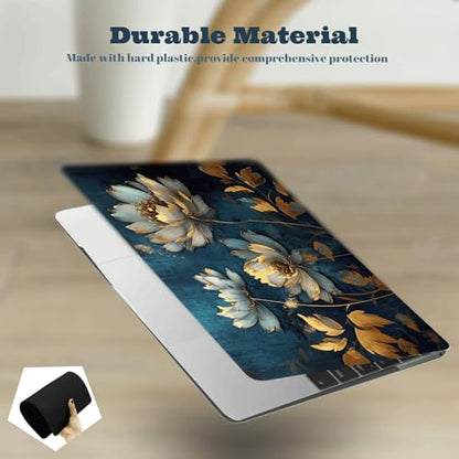 Laptop Shell for MacBook Air 11 inch Case 2015 2014 2013 2012 2011 2010 Release Model A1465 A1370,Air 11.6" Snap on Protective Laptop Hard Case & Keyboard Cover,Blue Gold Flower - color: Blue Gold Flower, size: Air 11" 2010-2015(A1370/A1465)