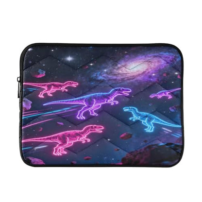 Neon Dinosaurs in Space 15-16 Inch Quilted Laptop Sleeve Case Soft Notebook Protector Bag Computer Carrying Case - color: Neon Dinosaurs in Space-1, size: Large