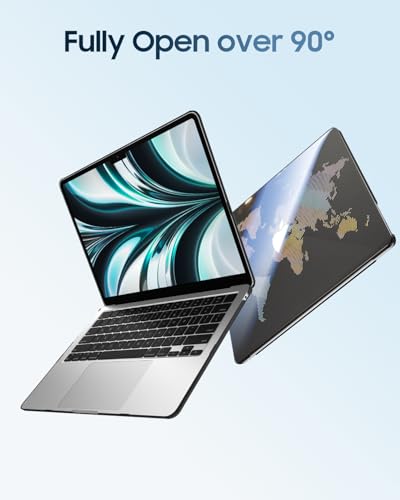 Fintie Case for MacBook Air 13 inch A3449/A3240/A3113/A2681 2022-2026 | M2/M3/M4/M5, Snap On Hard Shell, Full Port Access, Easy On/Off, Lightweight, World Map - color: Frost Clear