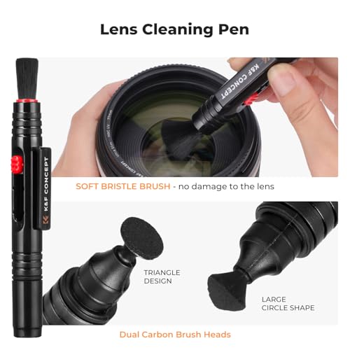 K&F CONCEPT 25 in 1 Camera Pro Cleaning Kit, APS-C Lens and Sensor Cleaner | 16mm Vac-Sealed Swabs,Lens Pen,60 and 20ML Lens Cleaner,Cloth,Blower,Hard Case, for Canon Nikon Sony DSLR Mirrorless,MK03 - size: 16mm