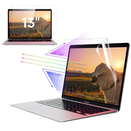 2Pack Blue Light Screen Protector for 13" MacBook Pro/MacBook Air 2018-2021 | Filter UV Eyes Protection, Matte Film Anti Glare, Easy Install for 13.3-Inch Mac Pro(M1/M2, 2016-2022) Mac Air(M1,2018-2021) - color: Blue, size: MacBook Air/Pro 13”