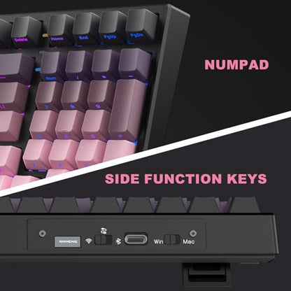 X98 PRO Wireless Mechanical Keyboard,Hot Swappable Custom Keyboard with Number Pad,Linear Switches,Tri-Mode BT5.0/2.4GHz/USB-C,RGB Backlit Computer Gaming Keyboards for Win/Mac/PC