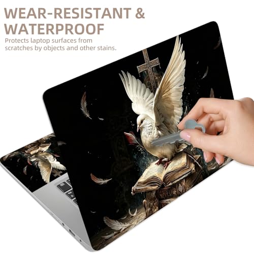 Universal Laptop Skin Sticker for 12/13/14/15.6 Inch Laptops, Reusable Vinyl Laptop Decal Cover, Waterproof Scratch Resistant Notebook Skin with 2 Wrist Pads,Dove Ancient Books - color: Dove Ancient Books