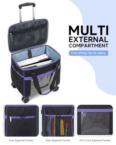 Amythe 5-Wheel Rolling Tote Bag for 15.6 in Laptop | Rolling tote for teachers, nurses & crafters; Spacious compartment fits 15.6 inch laptop; Smooth 5-wheel rolling design