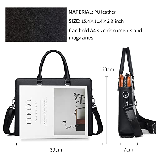 FSD.WG]Business Bag Leather Briefcase Shoulder Laptop Business Bag for Men - color: Black(l)