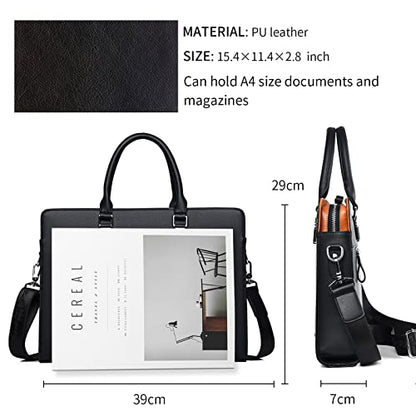 FSD.WG]Business Bag Leather Briefcase Shoulder Laptop Business Bag for Men - color: Black(l)