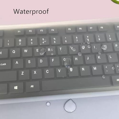 2 Pack Universal Keyboard Cover for Standard Size PC Computer Desktop Keyboards, Clear Waterproof Anti-Dust Silicone Keyboard Protector Cover Skin (Size: 17.52" x 5.51")