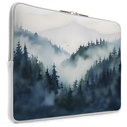 Laptop 13 inch Sleeve Case for MacBook Air 13-13.6 inch, Laptop Bag Cover for MacBook Pro 13" 14 inch, Shockproof Briefcase Travel Carrying Sleeve for 14" Chromebook HP Dell I Foggy Forest - color: Foggy Forest
