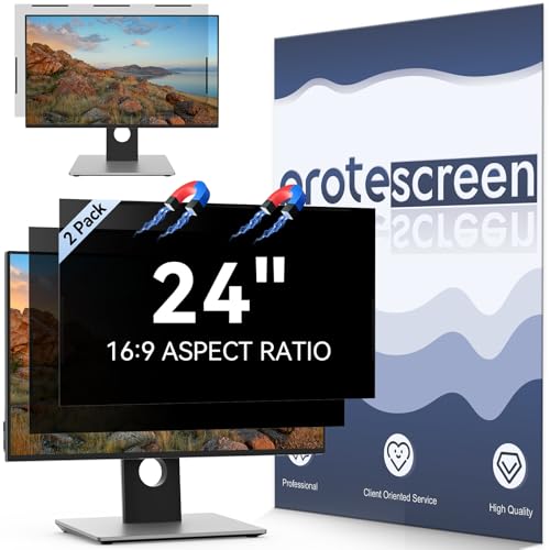 [2-Pack] 24 Inch Magnetic Computer Privacy Screen Filter for 16:9 Widescreen Monitor, Removable Eye Protection Anti Glare Blue Light Filter Privacy Shield, Anti Spy Screen Protector Film 24 in - size: [2 PACK] 24'' Magnetic (16:9)