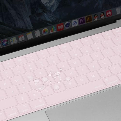 MOSISO Keyboard Cover with Solid Texture, Laptop keyboard Cover | Compatible with MacBook Air 15 inch M3 A3114 M2 A2941/Air 13.6 A3113 A2681/Pro 14/16 M4 M3 M2 M1 - color: Chalk Pink