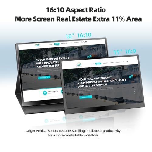 Portable Gaming Monitor 16 Inch 144Hz 1920x1200 FHD+ USB-C Portable Monitor, HDR IPS Second Screen for Laptop MacBook Pro PC PS5 Xbox Switch - size: 16inch 144hz