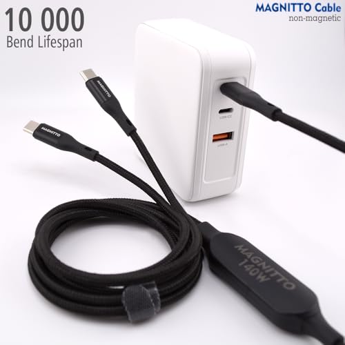 2-in-1 USB C to USB C Cable 140W, 7.5FT Long Dual USB-C Splitter Charging Cord, Braided Fast Charge & Data Cable for MacBook Pro/Air, iPhone 16/17/15, iPad, Samsung Galaxy, Laptop