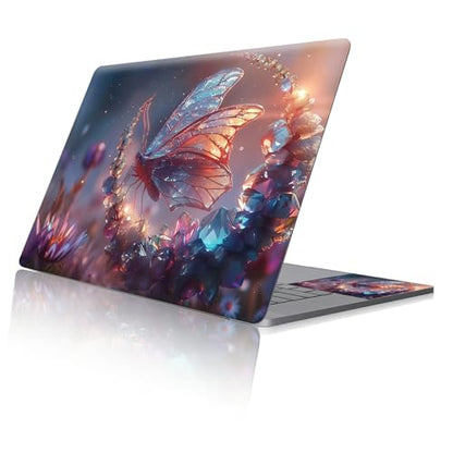 Reusable Universal Laptop Skin Sticker, Cut to Fit for 11.6–15.6 Inch Laptops, Waterproof Protective Film, No-Residue - Dream Crystal Butterfly - color: Dream Crystal Butterfly