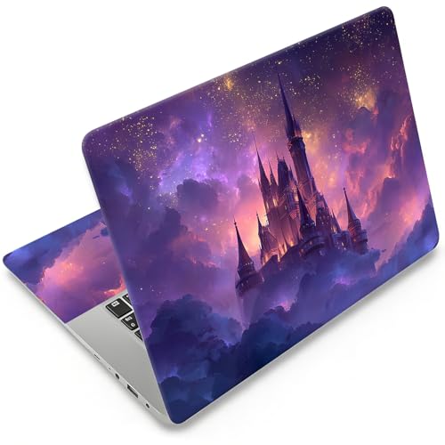 DEGDFSGR 12.1-15.6 Inch Universal Reusable Laptop Skin Sticker Decal, Waterproof Removable Protector for Notebook Cover, Scratch-Resistant Vinyl Cuttable Full Wrap Sticker, Fairytale Castle in Galaxy - color: Fairytale Castle In Galaxy
