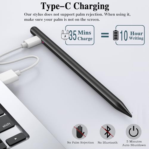 Stylus Pen for Android Tablet, Tablet Pencil for iOS/Android,Rechargeable Active Stylus Pen for Switch/iPhone/Samsung/XiaoMi/Huawei/Vivo/Lenovo and Other Android Smartphones and Tablets-Black - color: Black