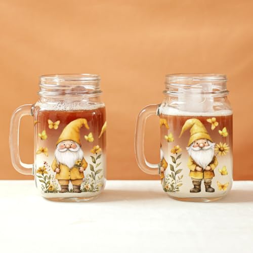 UV DTF Cup Wraps Transfer Stickers Flowers and Gnomes Pattern, 10 Sheets Waterproof Custom Vinyl Transfer Sticker 16oz Coffee Glass Cup Tumbler Bottle Mug Decals for Men Women | Waterproof UV DTF Stickers, Custom Vinyl Decals for 16oz Coffee Cups Tumblers