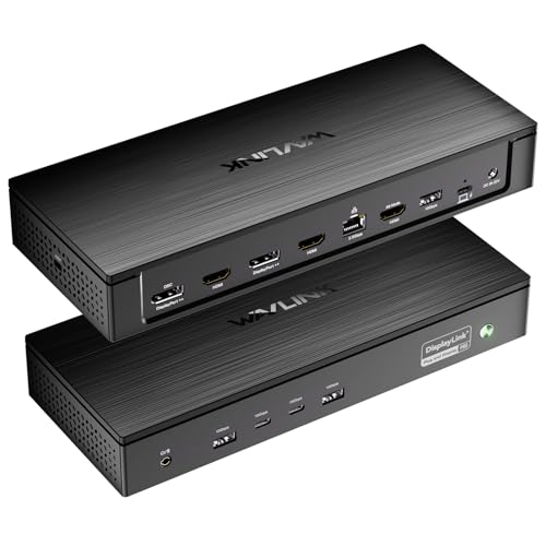 WAVLINK Pro Docking Station 5 Monitors, Up to Five 4K Displays for Mac(M1-5, Neo) & Windows, DisplayLink Dock with PD100W, 2X DP 1.4(120Hz), 2X HDMI, Alt HDMI, 2.5Gbps Ethernet, Driver Required DL7400