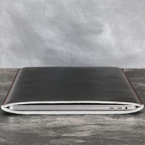 Casemade Real Leather Laptop Sleeve for MacBook Pro & Air Fits 13, 14, 15 & 16 Inch - Genuine Full Grain Leather with Soft Wool Lining (14-inch Pro M1/M2/M3/M4/M5) - color: Black, size: 14" Pro M1-M5