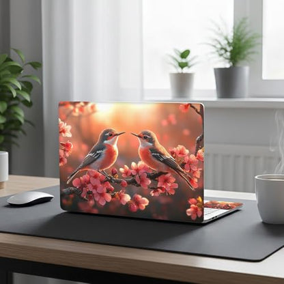 Aesthetic Laptop Skin Cover,12-15.6 Inch Universal Vinyl Sticker Decal,Waterproof Scratch-Resistant Notebook Wrap,Removable Residue-Free Protector,Cherry Blossom Birds - color: Cherry Blossom Birds
