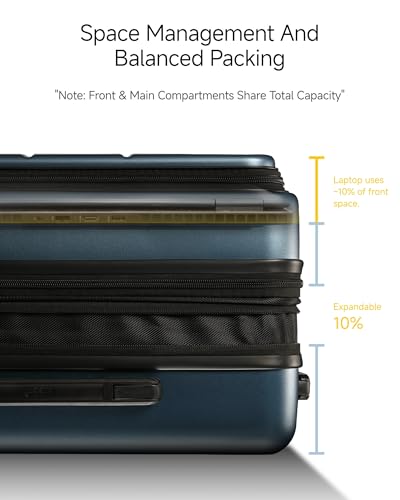 LUGGEX Carry On Front Pocket Suitcase, 22x14x9 Airline Approved, Blue, 20" | Carry On Luggage, 22x14x9 Airline Approved, Front Opening, Front Pocket, TSA Lock, Spinner Wheels - color: Blue, size: Carry-On 20-Inch