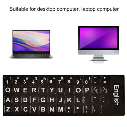 Replacement English Keyboard Letter Stickers, Universal English Keyboard Stickers with Black Background and White Lettering for PC Computer Laptop Desktop(3PCS,English)