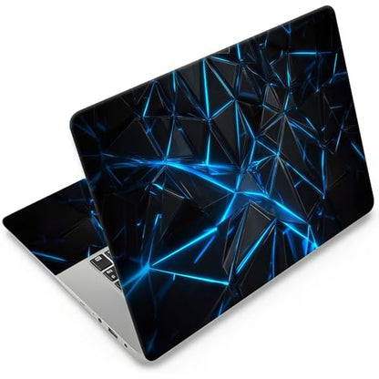 12.1-15.6 Inch Universal Reusable Laptop Skin Sticker Decal, Waterproof Removable Protector for Notebook Cover, Scratch-Resistant Vinyl Cuttable Full Wrap Sticker, Blue Glowing Lines Polyhedron - color: Blue Glowing Lines Polyhedron