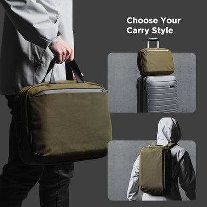 ALPAKA Elements Tech Brief Pro 12L Laptop Briefcase Backpack Green | For 16-inch Laptop, Detachable & Hidden Strap, Luggage Pass-Through, YKK AquaGuard Zipper, Weatherproof Fabric Axoflux 600D