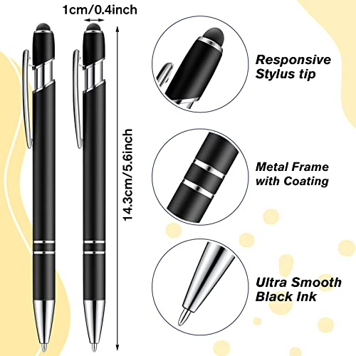 Zonon 38 Pieces Rubberized Ballpoint Pen with Stylus Tip Stylish Metal Pen Capacitive Styli with Soft Rubberized Grip, Black Ink for Most Devices(Black) - color: Black