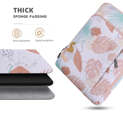 MoKo 13.3-14 Inch Laptop Sleeve Bag Carrying Case with Accessory Pocket | Fits MacBook Pro 14-inch M3/M2, MacBook Pro 13-inch M2/M1, MacBook Air 13.6-inch M2 and Surface Pro 9/8, Tropical Leaf - color: Tropical Leaf, size: 13.3-14 Inch
