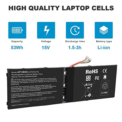 AP13B3K AP13B8K Replacement Laptop Battery for Acer Aspire V5 M5-583P V5-572P V5-572G R7-571 ES1-511 ES1-512 M5-583P V5-572P V5-572G V5-472G ZQK V5-472 V5-573G V5-573 V7-482 V7-482G V7-482P - size: 10.13*3.72*0.3inch AP13B3K