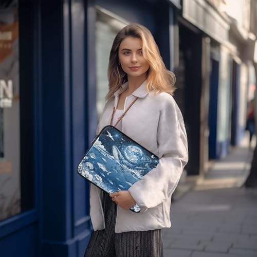 Marine Lifes and Earth Blue 15-16 Inch Quilted Laptop Sleeve Case Soft Notebook Protector Bag Computer Carrying Case - color: Marine Lifes and Earth Blue, size: Large