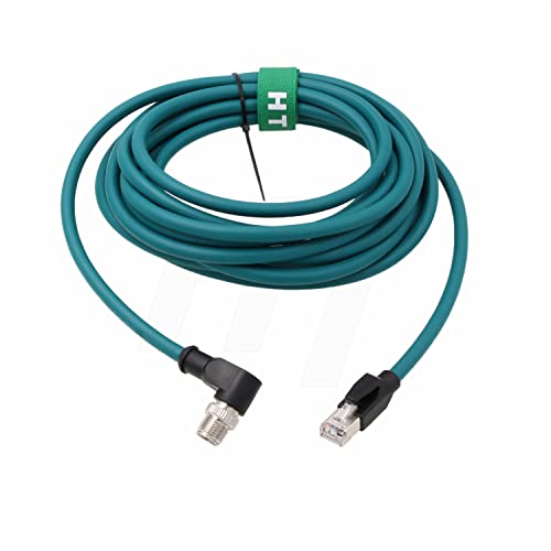 M12 GigE Ethernet 8 Pin X-Code RJ45 Cable CAT7e for Cognex Basler Baumer Sick Keyence Datalogic Microscan Vision Camera Sensor Reader, Right Angle 90-Degree (20m) - size: 20m
