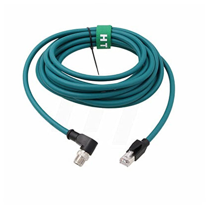 M12 GigE Ethernet 8 Pin X-Code RJ45 Cable CAT7e for Cognex Basler Baumer Sick Keyence Datalogic Microscan Vision Camera Sensor Reader, Right Angle 90-Degree (20m) - size: 20m