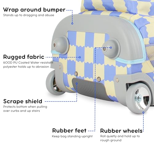 J World Sundance Laptop Rolling Backpack for Girls Boys. Roller Bookbag with Wheels, 20 Inch, Wiggle Blue - color: Wiggle Blue