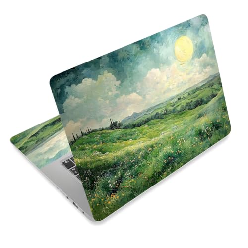 Laptop Skin Sticker Decal for 12 13 13.3 14 15 15.6 in, Universal Vinyl Waterresistant Protector Cover for Notebook PC Netbook, Computer Decor for Women Girls Green Countryside - color: Green Countryside